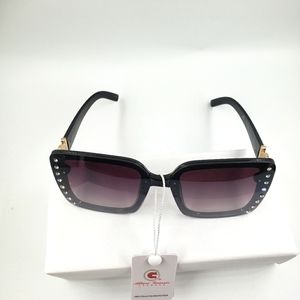 Women's black rhinestone embellished sunglasses.